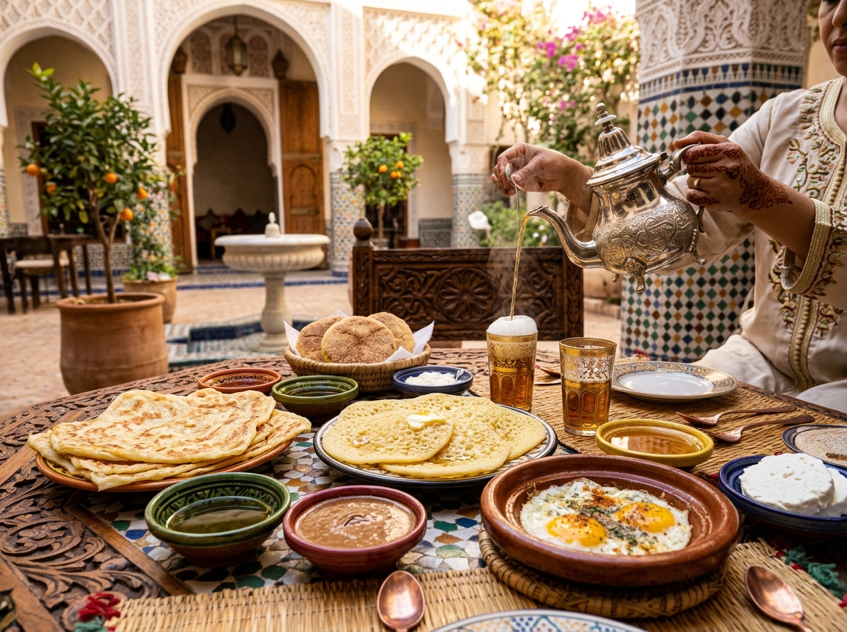 The Moroccan Breakfast Feast: Flaky Msemen, Spongy Baghrir, Pure Honey, and Morning Rituals