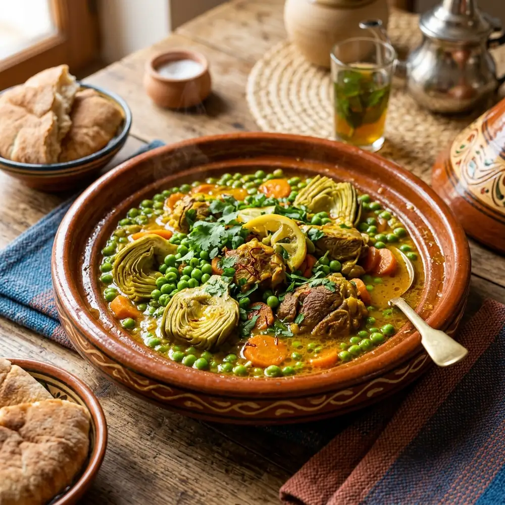 Tajine of Peas, Artichokes, and Carrots